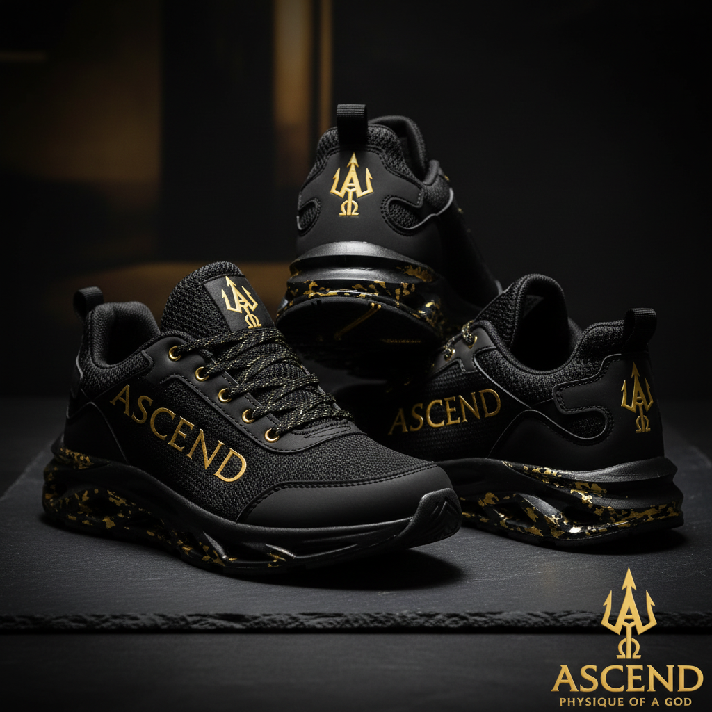 Ascend Elite Low-Top Shoes - Black with ASCEND Text and Logo