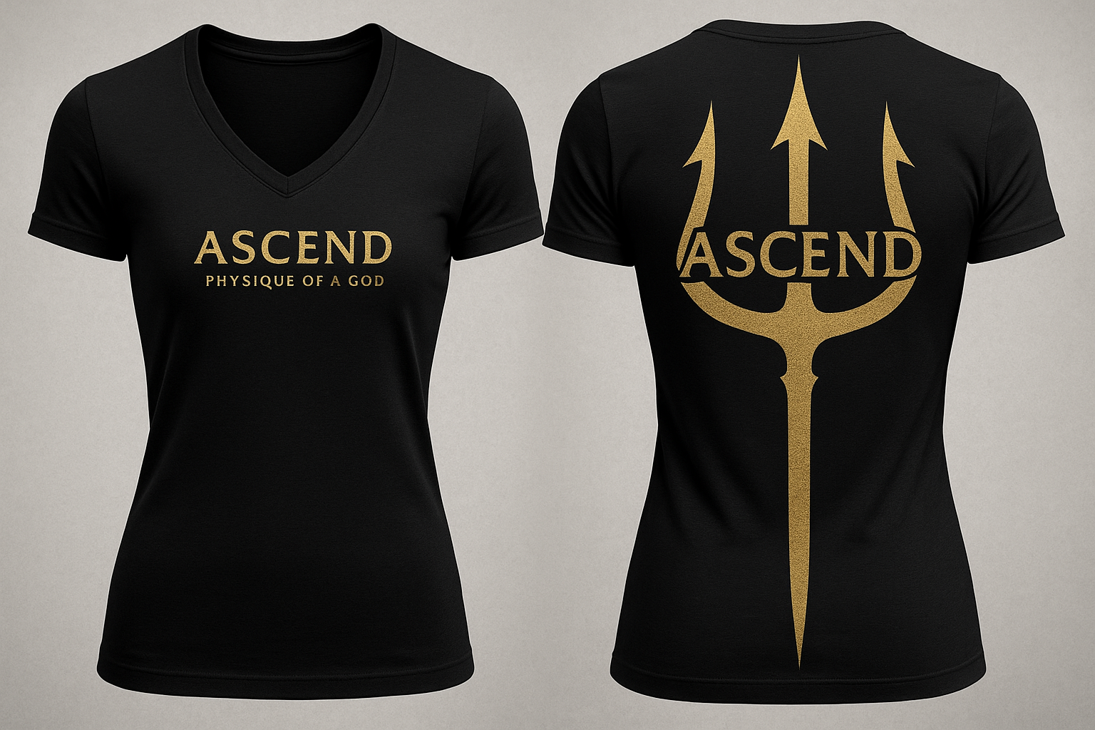 Ascend Fitted V-Neck with Back Trident Design