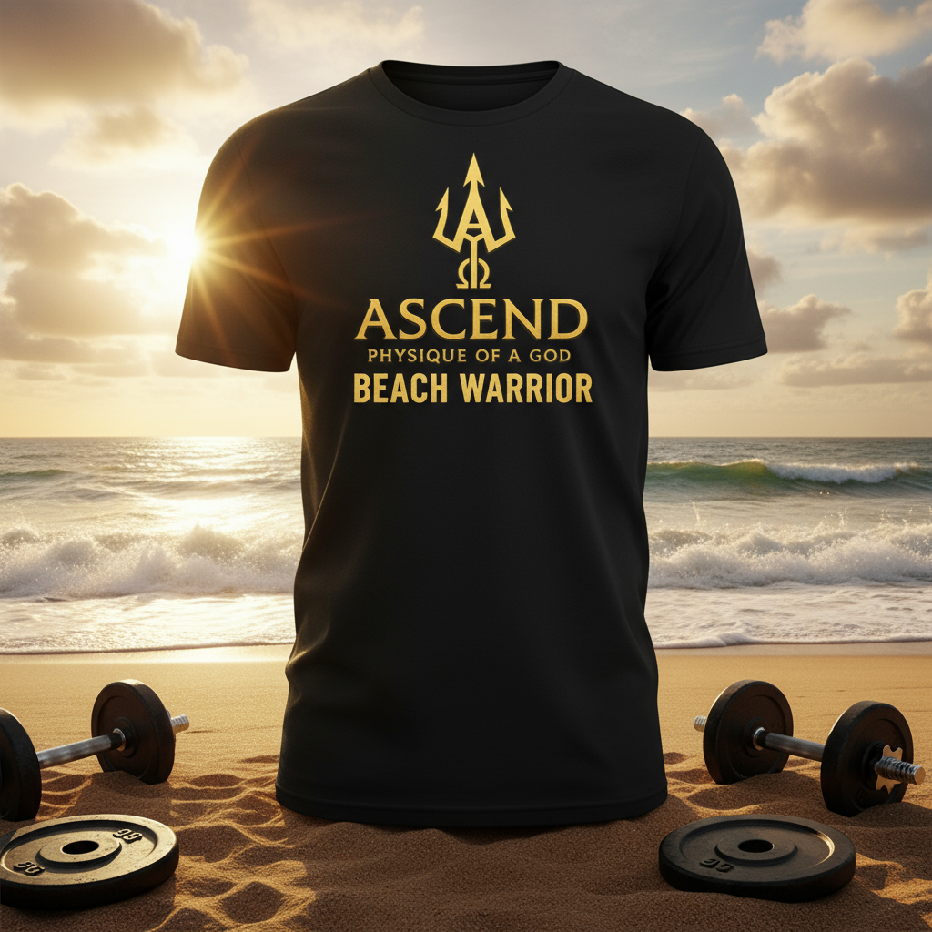 Beach Warrior Shirt - Epic Beach with Gym Equipment