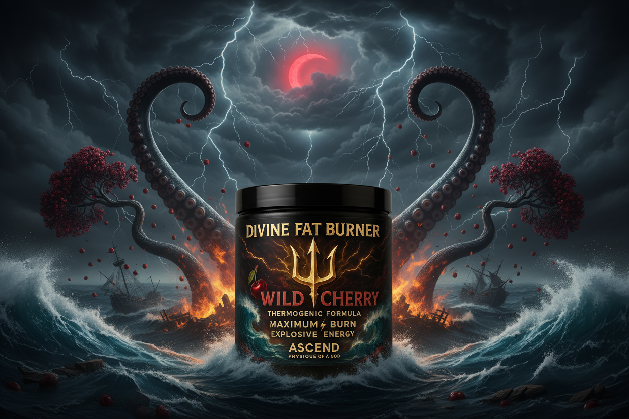 Divine Fat Burner Wild Cherry - Larger Tub Epic Kraken Scene